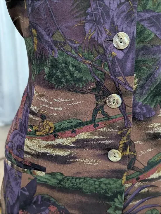 Vintage Anne Pinkerton Tribal Landscape Print Vest - Picture 3 of 8